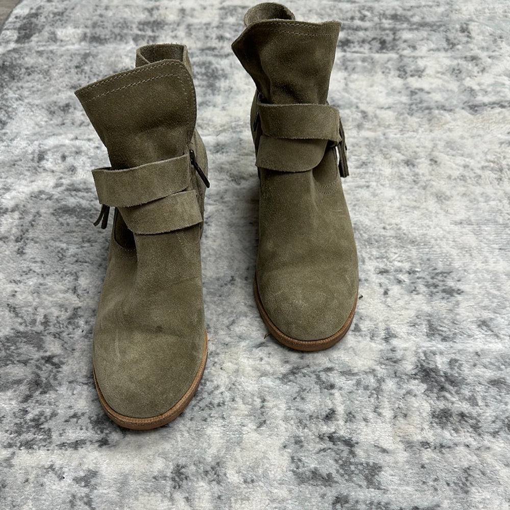 Olive Green Suede Women's Boots